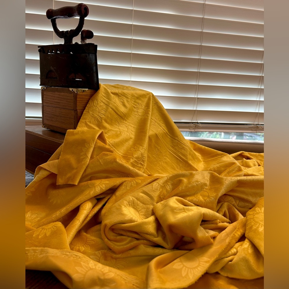 Luxurious Yellow embossed 🌼 Fabric mid weight 2 yards by 56 inch